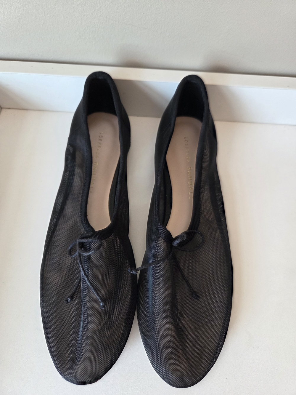 Loeffler Randall Black Sheer Mesh Ballet Flats with Bow - Picture 11 of 12